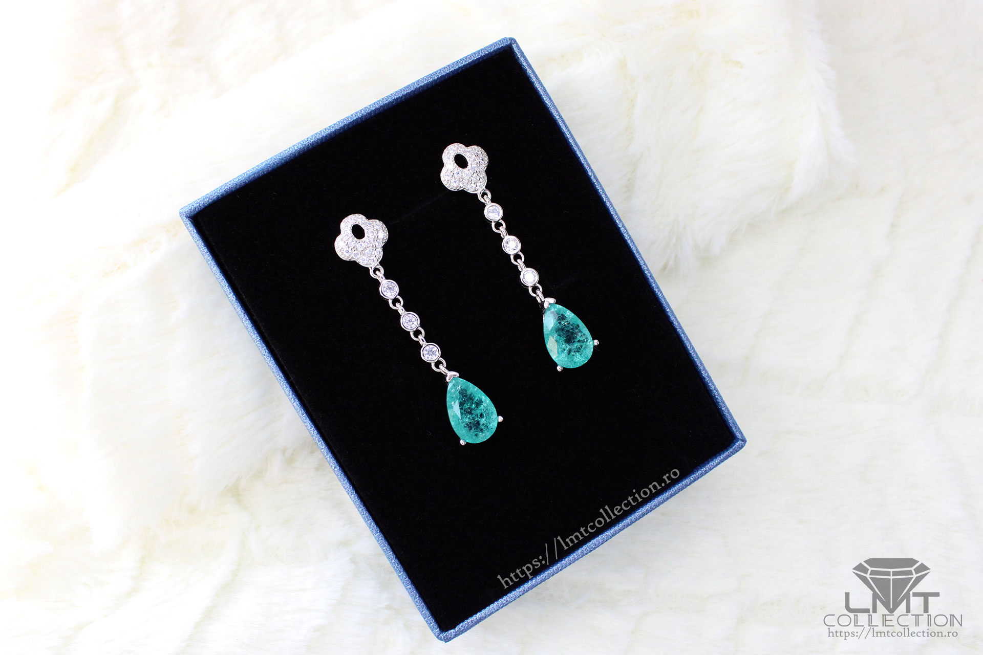 Cercei din Argint cu Zirconiu turcoaz