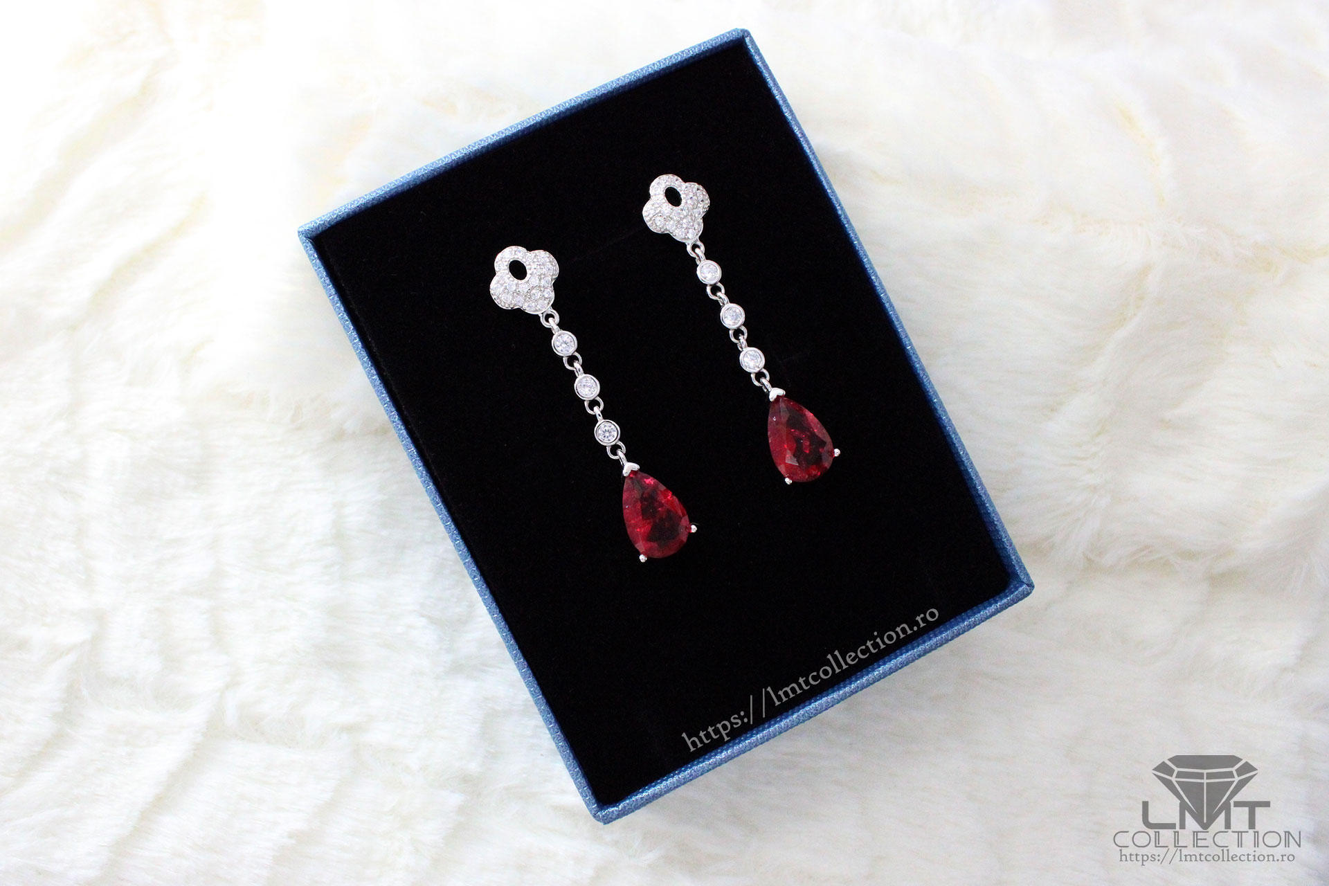 Cercei din Argint cu zirconiu roșu