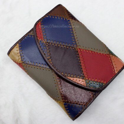 Portofel din piele naturală damă - multicolor